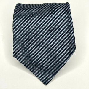 Emporio Armani Tie Men's Blue Black Striped Napoli 100% Silk Italy Career Luxary